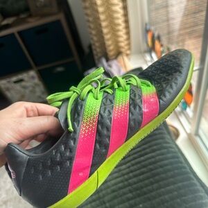 Adidas Black and Pink Sneakers with Green Accents